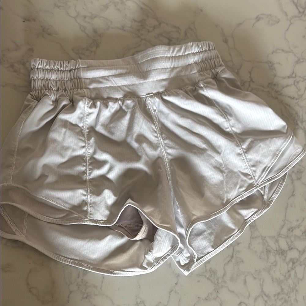 Women's White Lululemon High Rise Shorts with 2.5” inseam